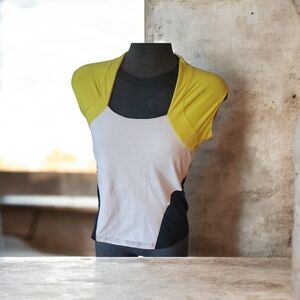 Stylish Yellow and White Women's Top